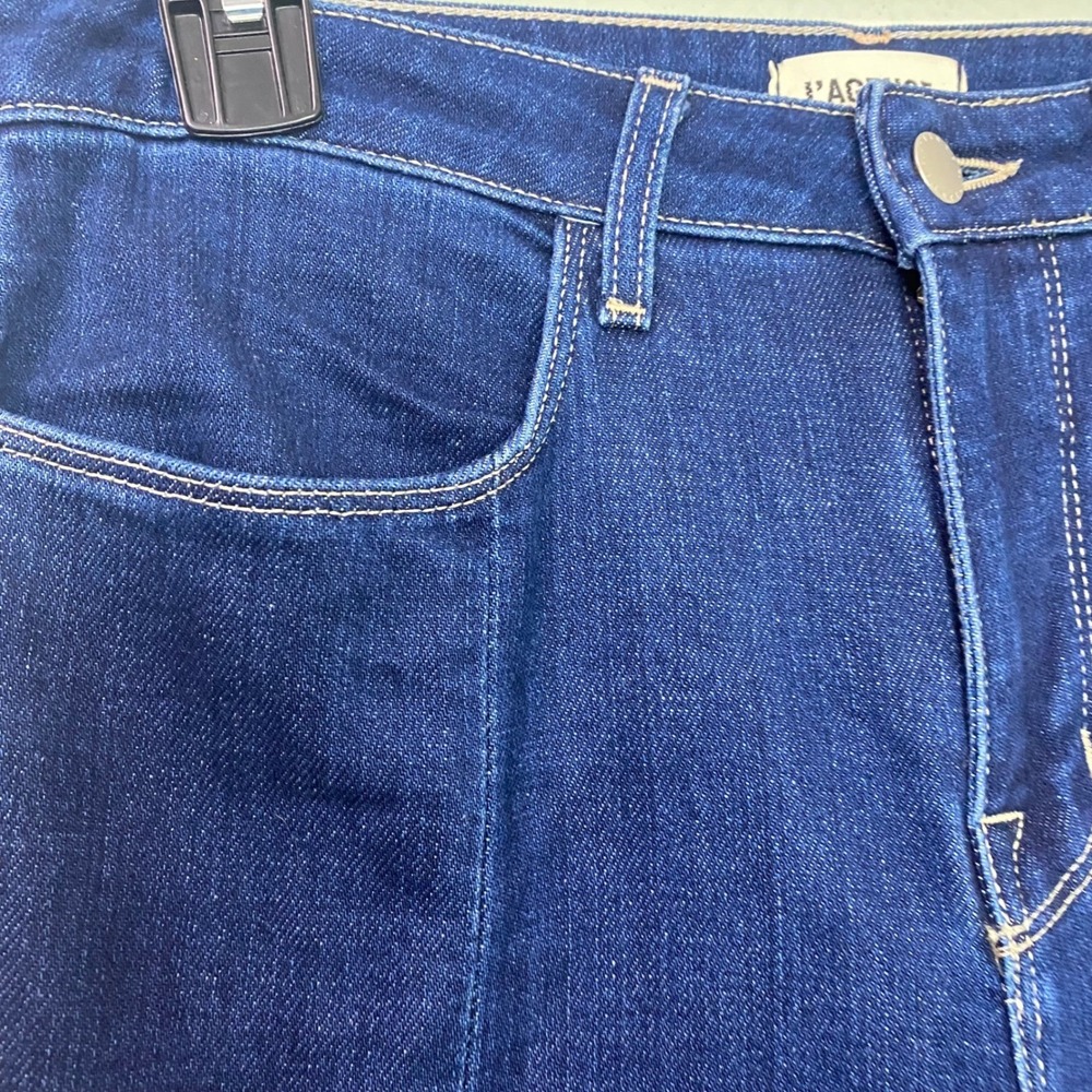 L AGENCE High Rise Beatrix Flare Bootcut Jeans Dark Wash Split Hem Size 27 - Picture 6 of 10